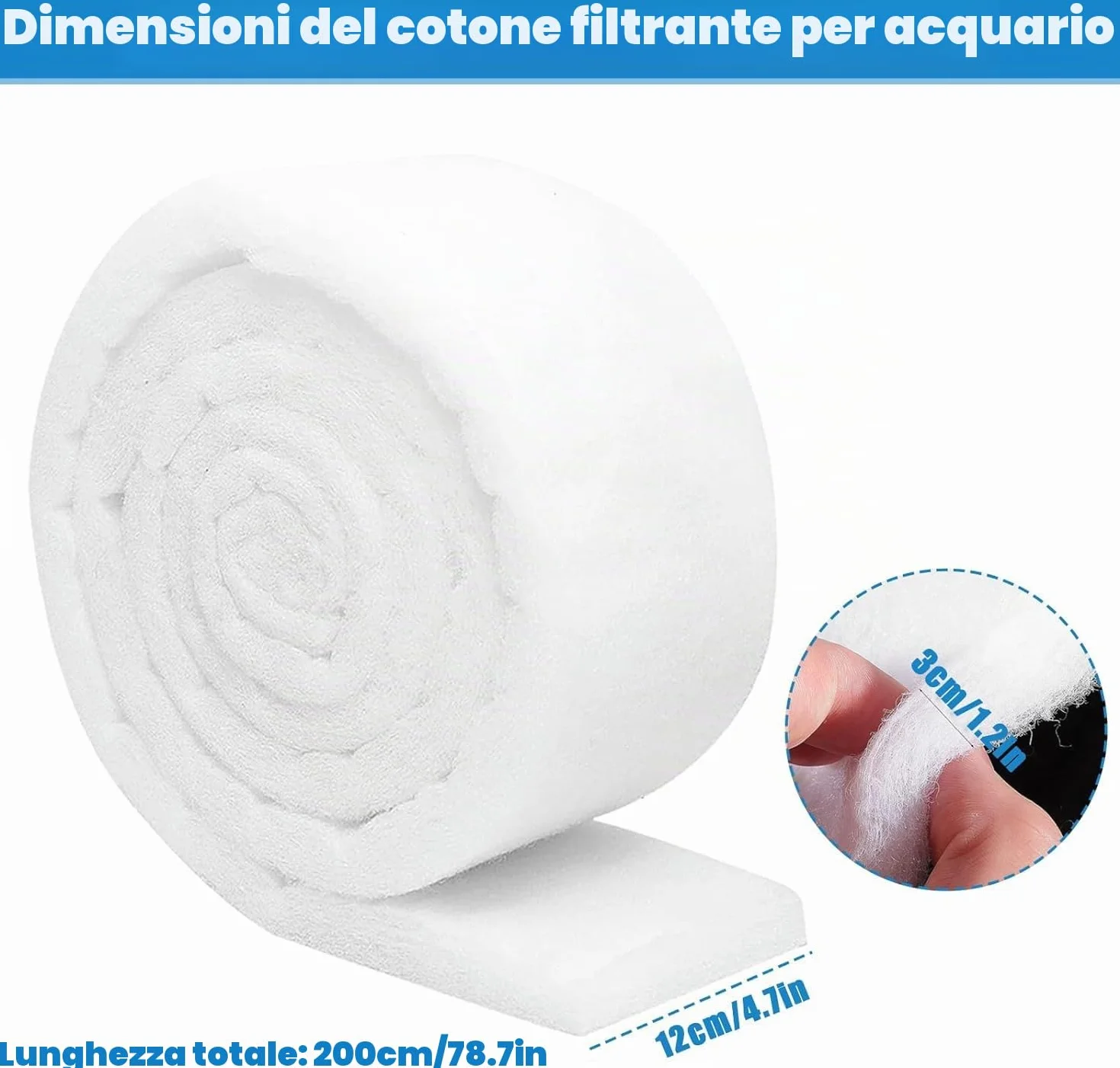 Spugna filtrante per acquario, 2 m di tampone filtrante per acquario, tampone filtrante biochimico ispessito,Schiuma filtrante per acquario di bacino