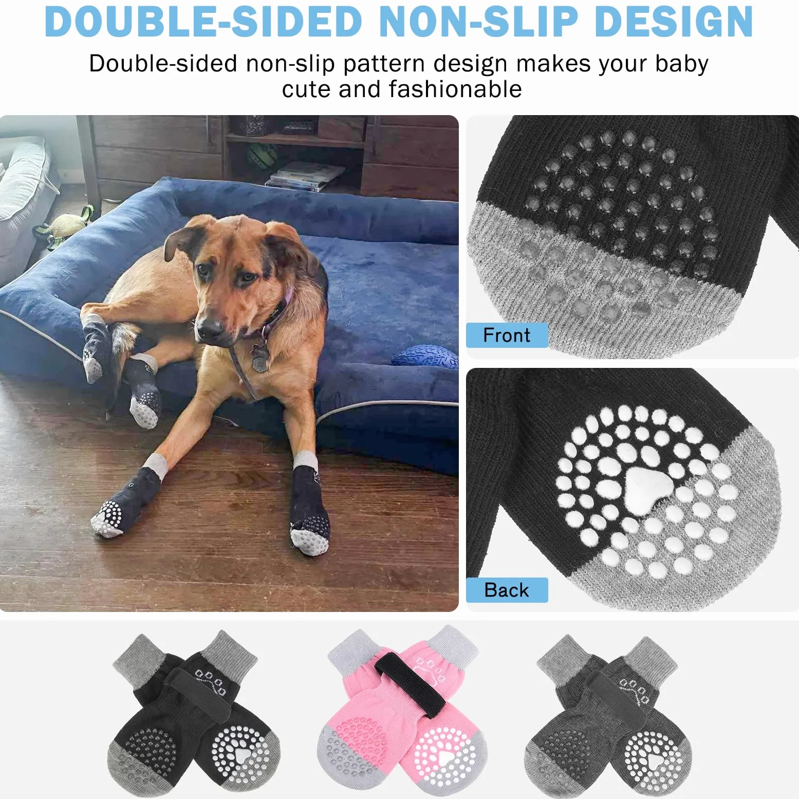 SCENEREAL Calzini per cani per evitare di leccare le zampe, Black Pearl Paw S
