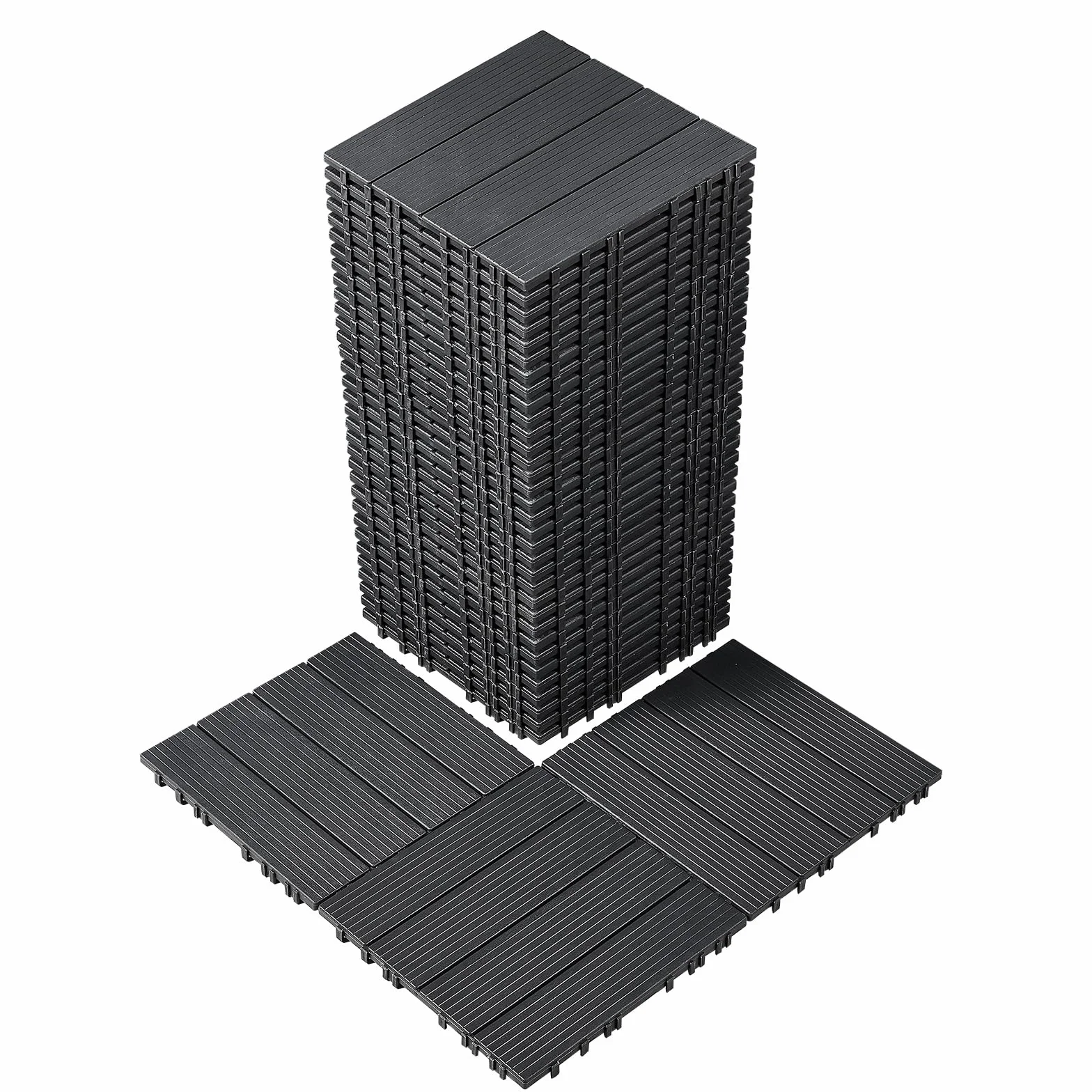 VEVOR Piastrelle per Patio ad Incastro 36 Pezzi 300 x 300 x 20 mm, Piastrelle Impermeabile in Plastica, Piastrelle per Tutte Le Condizioni Atmosferiche, per Portico Piscina Cortile, Grigio Scuro