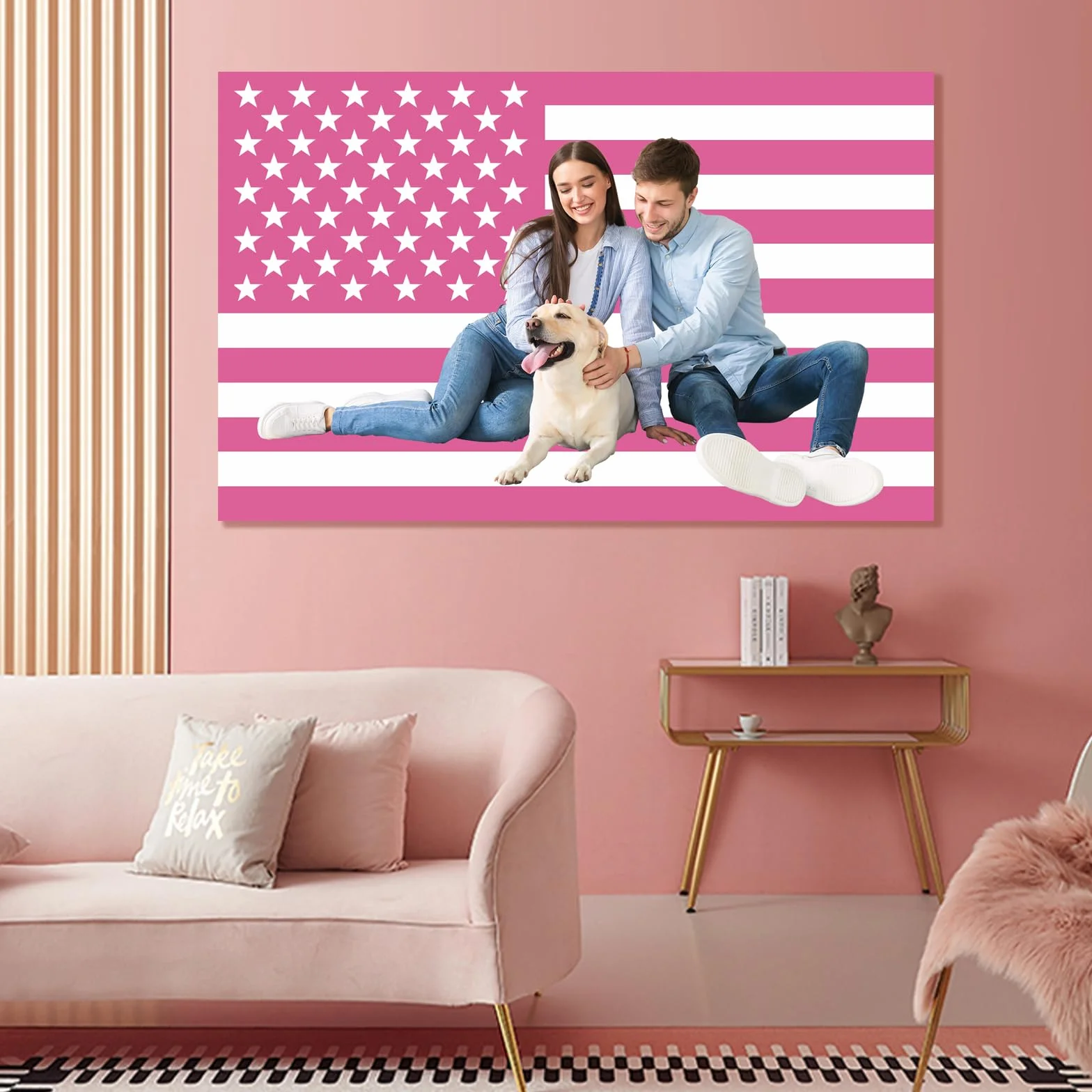 Personalizzata bandiera rosa 9,6 x 1,5 m divertente logo testo foto singolo/doppio lato personalizzato arazzo da letto