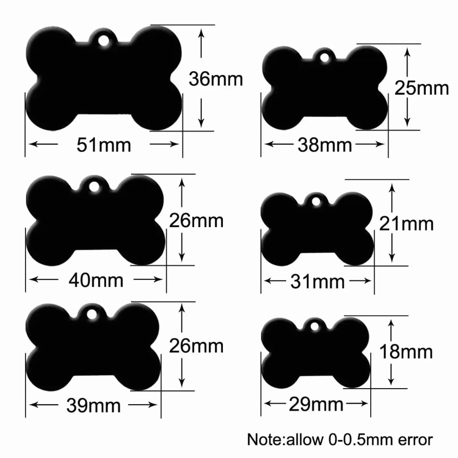 Commercio All'ingrosso 100 Pezzi In Alluminio Targhetta Per Cani In Bianco A Forma Di Osso Targhetta Identificativa Per Cani Targhetta Identificativa Per Animali Domestici,UN,40X26X1mm