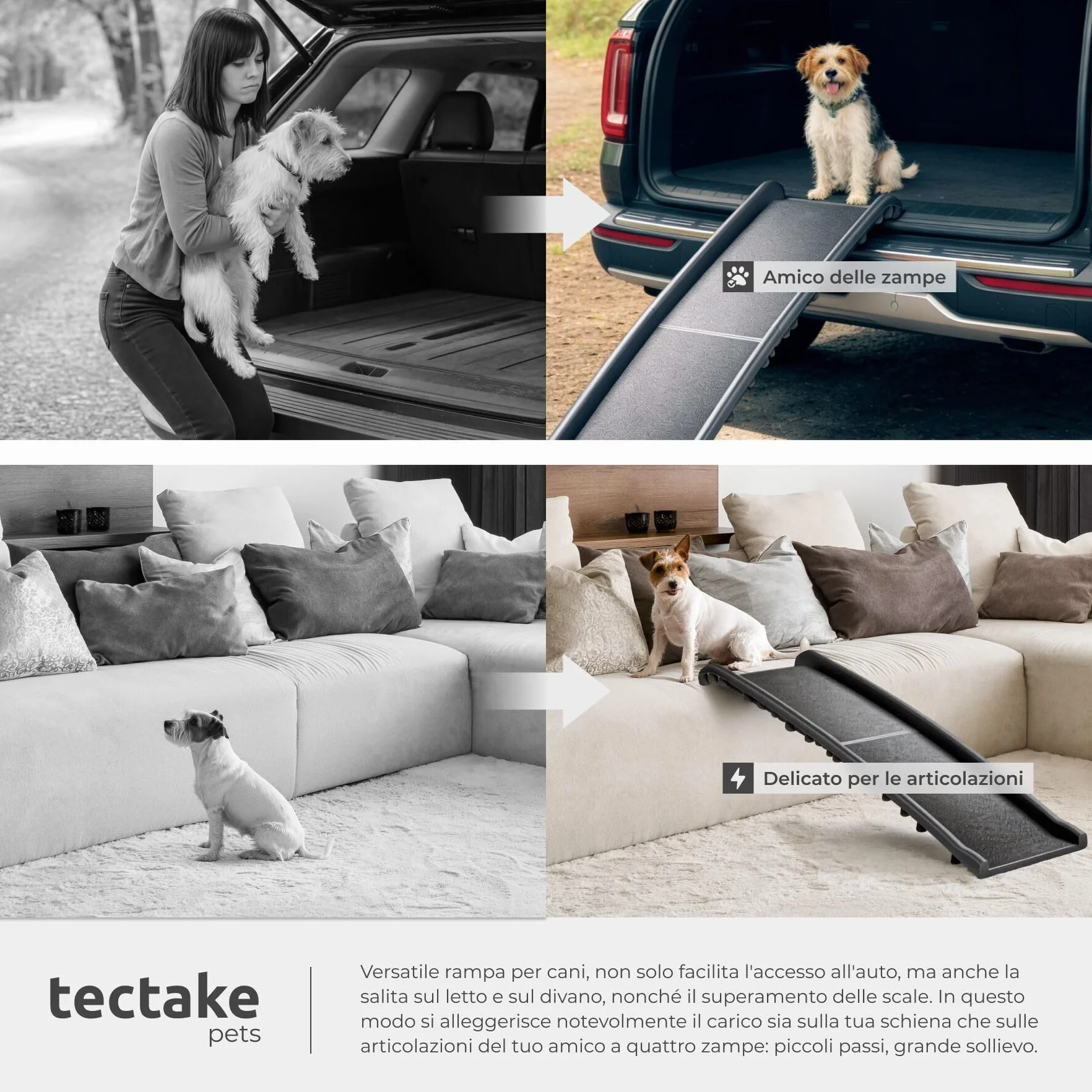 tectake Rampa per Cani Paw Step Richiudibile Antiscivolo Auto Pieghevole 90kg