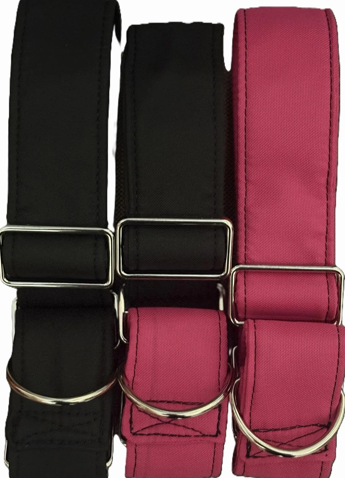 Collare Martingala per cani idrorepellente handmade bicolor nero rosa L 40-55cm