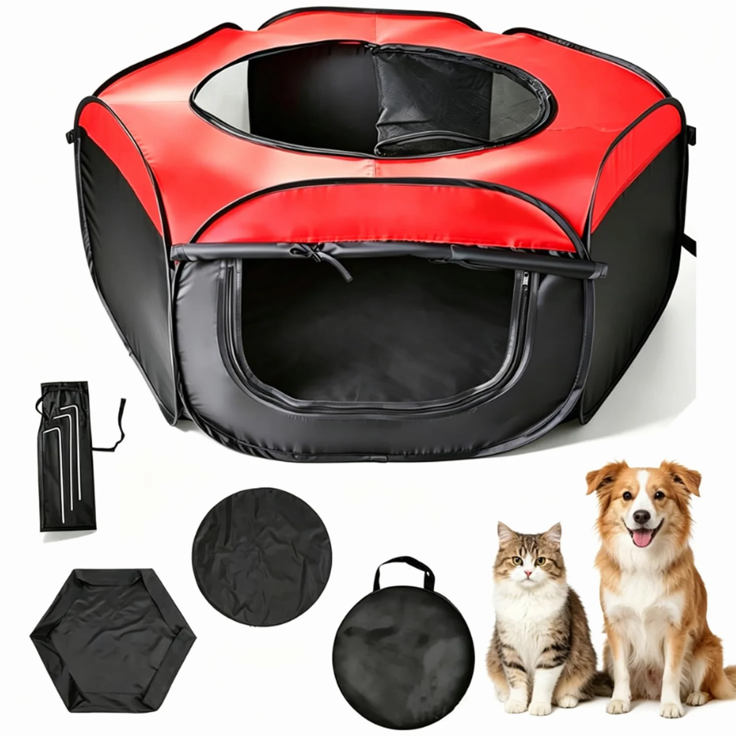 MEISO Recinto per Animali Domestici, Recinto per Cani da Interno Pieghevole, Box Traspirante Portatile per Gatti Conigli Cuccioli, Incubatrice per Pulcini, per Interni ed Esterni Viaggi e Campeggio