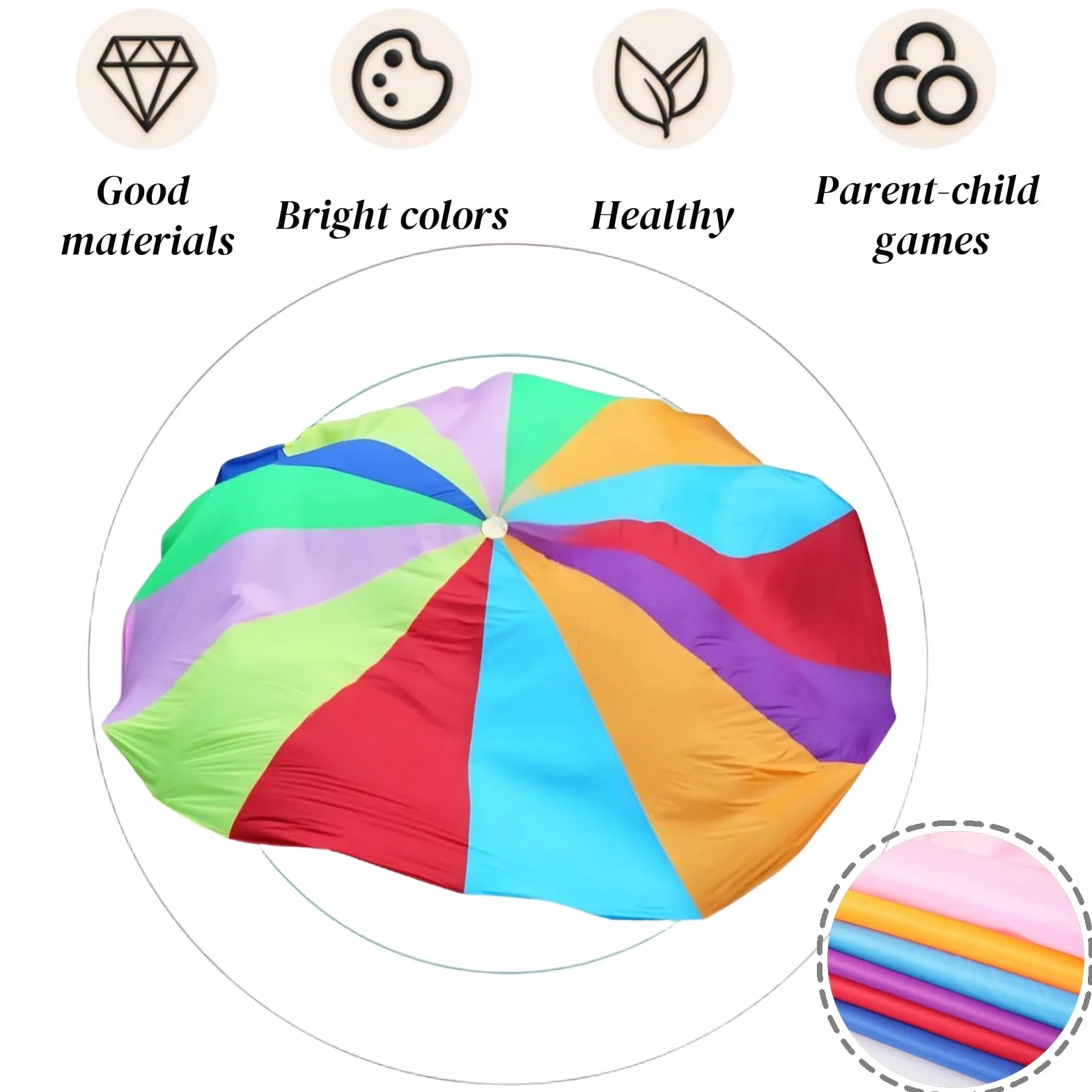 Paracadute Giocattolo Bambini Multicolore 2m 8 Maniglie Arcobaleno