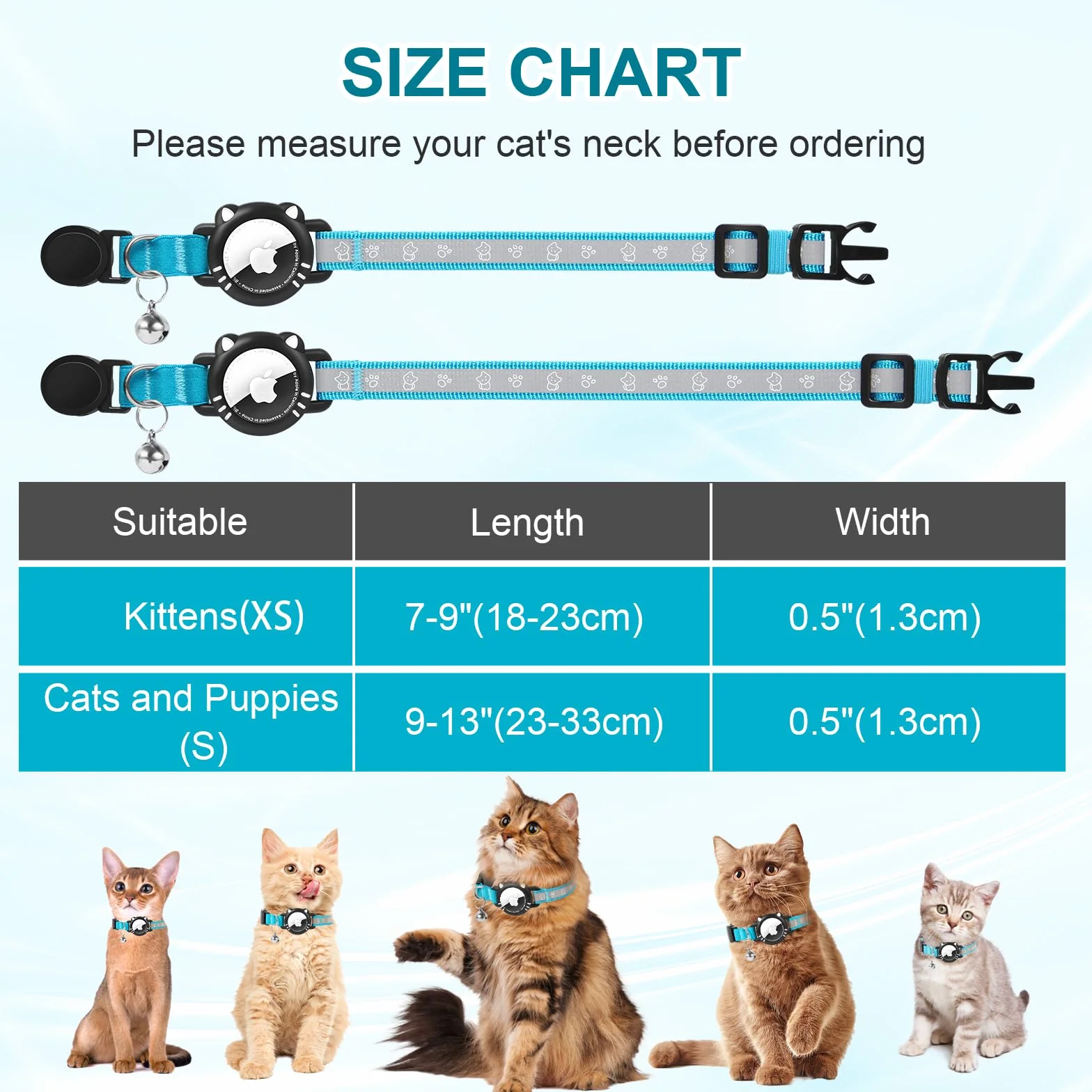 Riflettente Collare Gatti Compatibile con Apple Airtag Collare Air Tag Gatto con Fibbia di Sicurezza per Gattini, Air Tag GPS Non Incluso