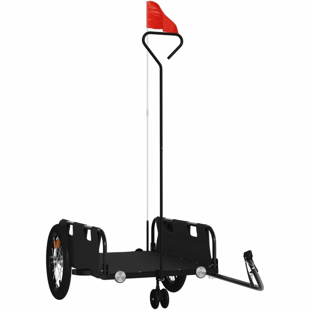 vidaXL Rimorchio da Bici Nero Oxford e Ferro