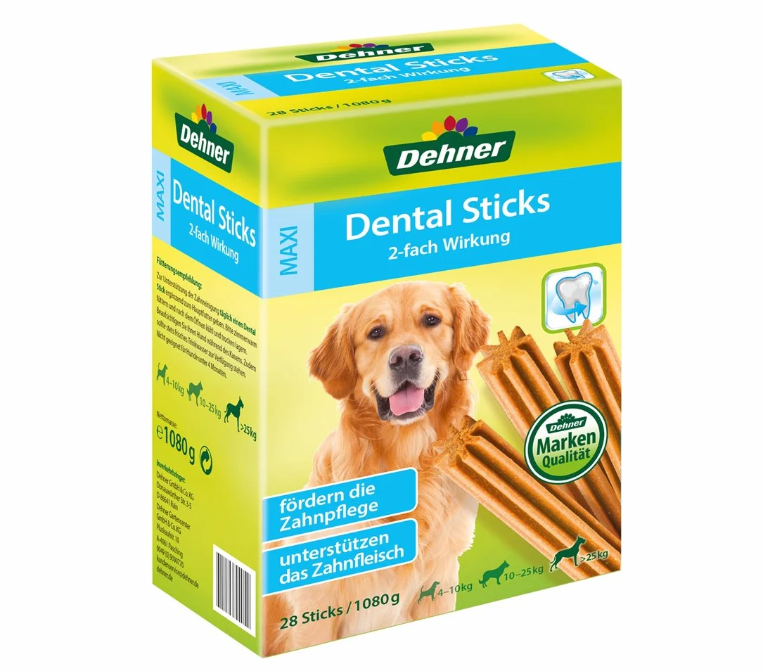 Dehner Spuntino per Cani, per la Cura dei Denti, Senza Zucchero, spuntino da Masticare per Cani Adulti a Partire da 25 kg, 28 Pezzi (1080 g)