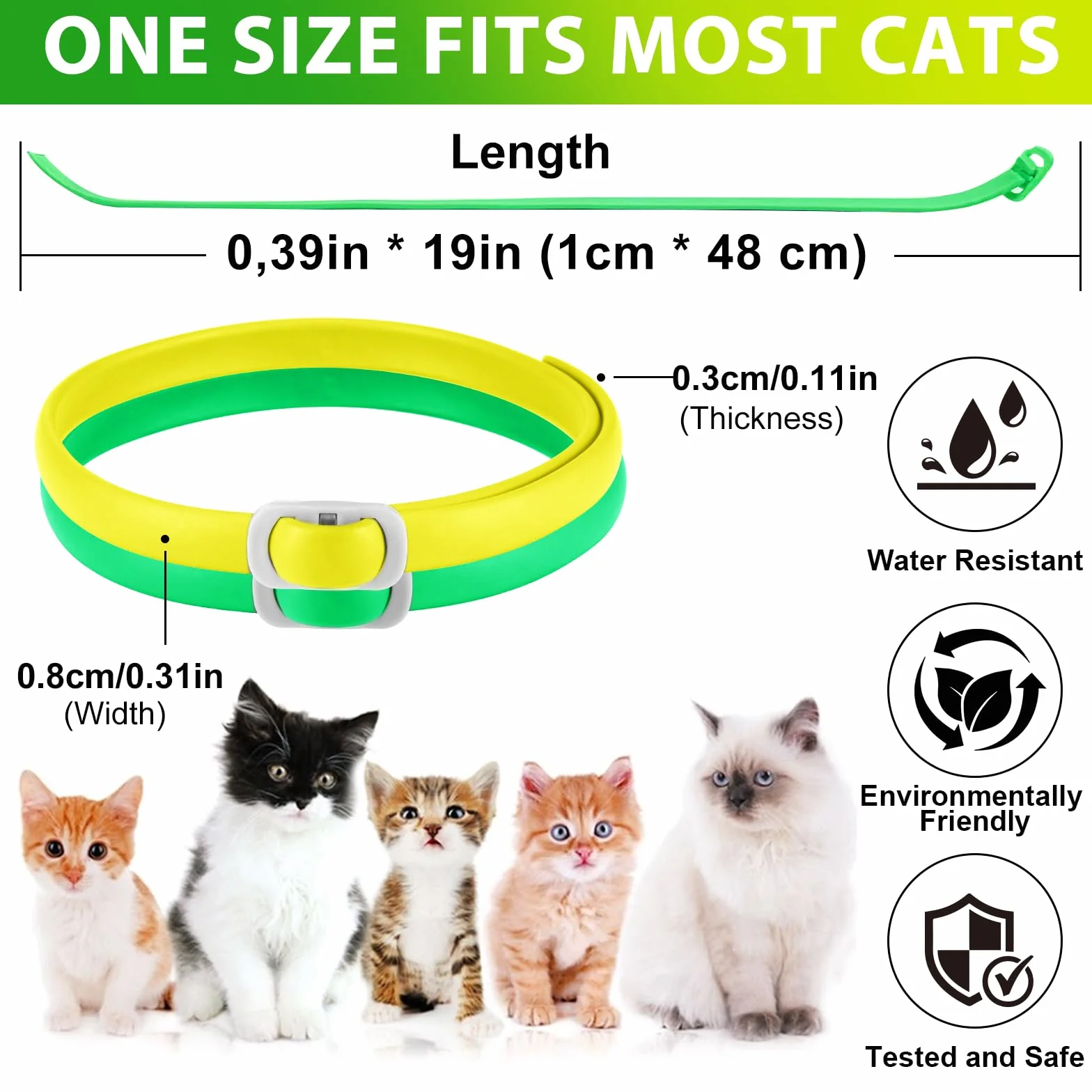 Collare Di Zecca Per Gatti, Collare Di 4Pack Per Gatti Con, Sicuro Ed Efficace Per Il Controllo Delle Pulci E Zecche, Design Impermeabile E Rimovibile, Protezione Di 24 Mesi Per Tutti I Gatti