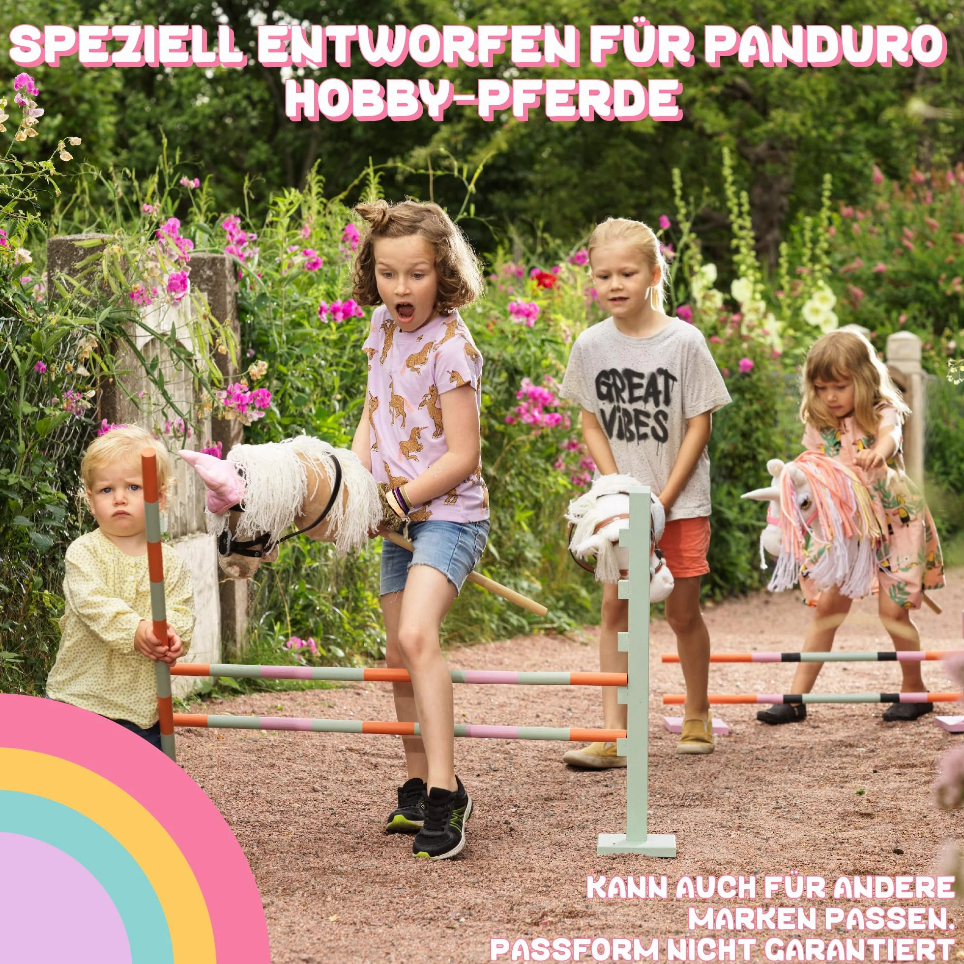 Panduro Hobby Horse - Set di cavezza in lana + cavezza in nylon per cavalli con fibbie in metallo + guinzaglio per accessori hobby, rosa