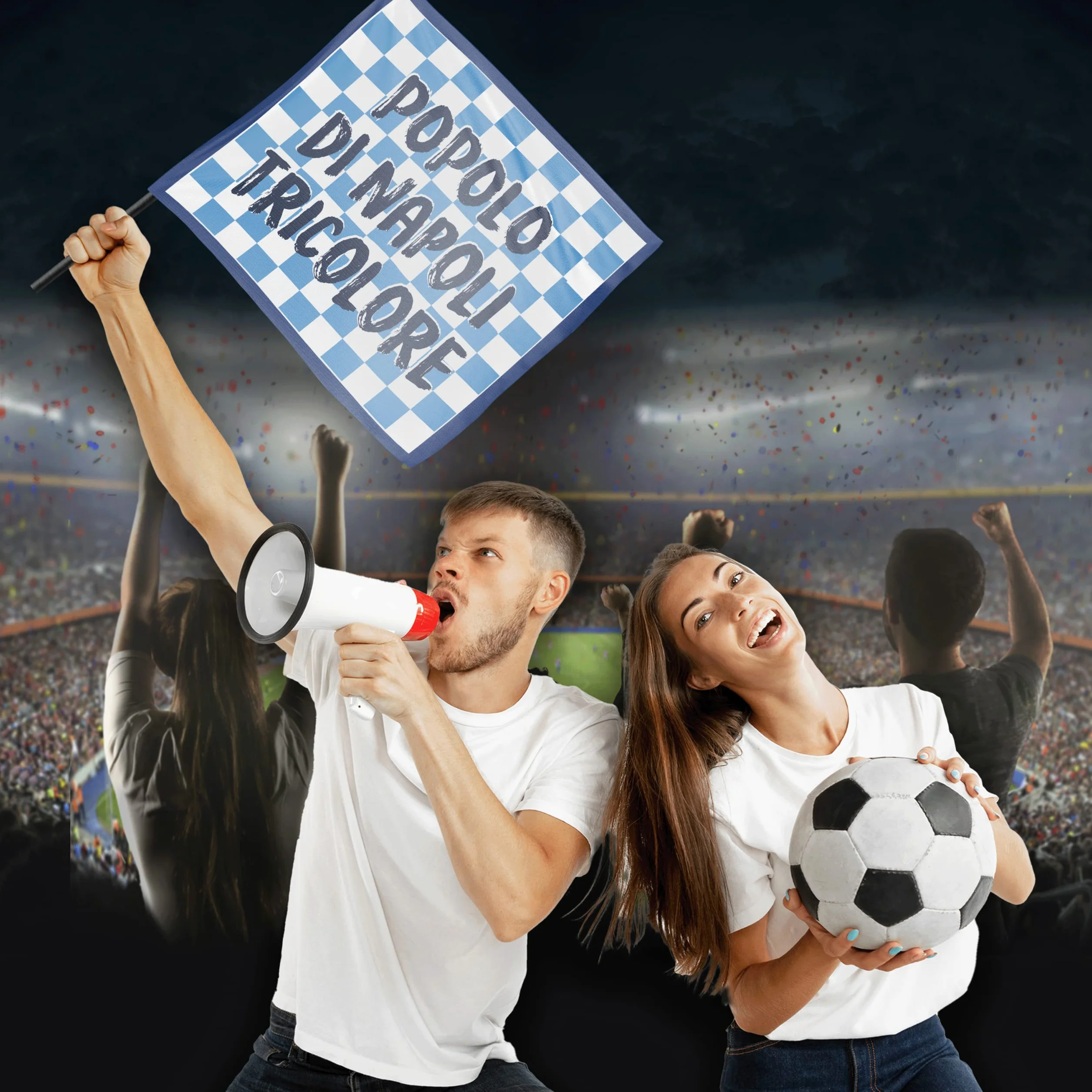 Bandiera 4° Scudetto Napoli 60x60 cm Gadget Tricolore