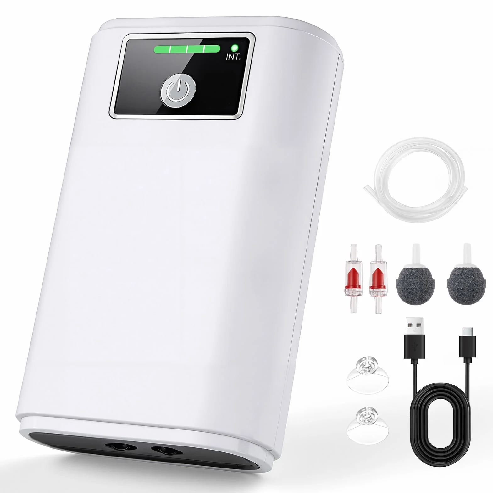 Aeratore Acquario, Pompa Acquario Portatile Ossigenatore Per Acquario USB gorgogliatore 2600mAh, due modi di alimentazione del gorgogliatore 1.5-2L/min*2