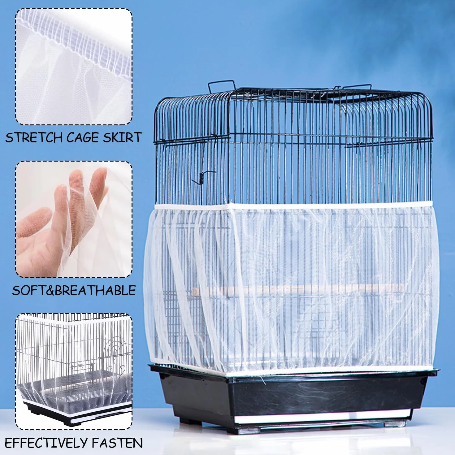 2 Pezzi Universale Copri Gabbia per Uccelli, Gabbia per Uccelli Ventilare Copertura Antipolvere, Raccoglitore di Semi per Gabbia, per Pappagalli, Ara, Gabbie Quadrate Rotonde