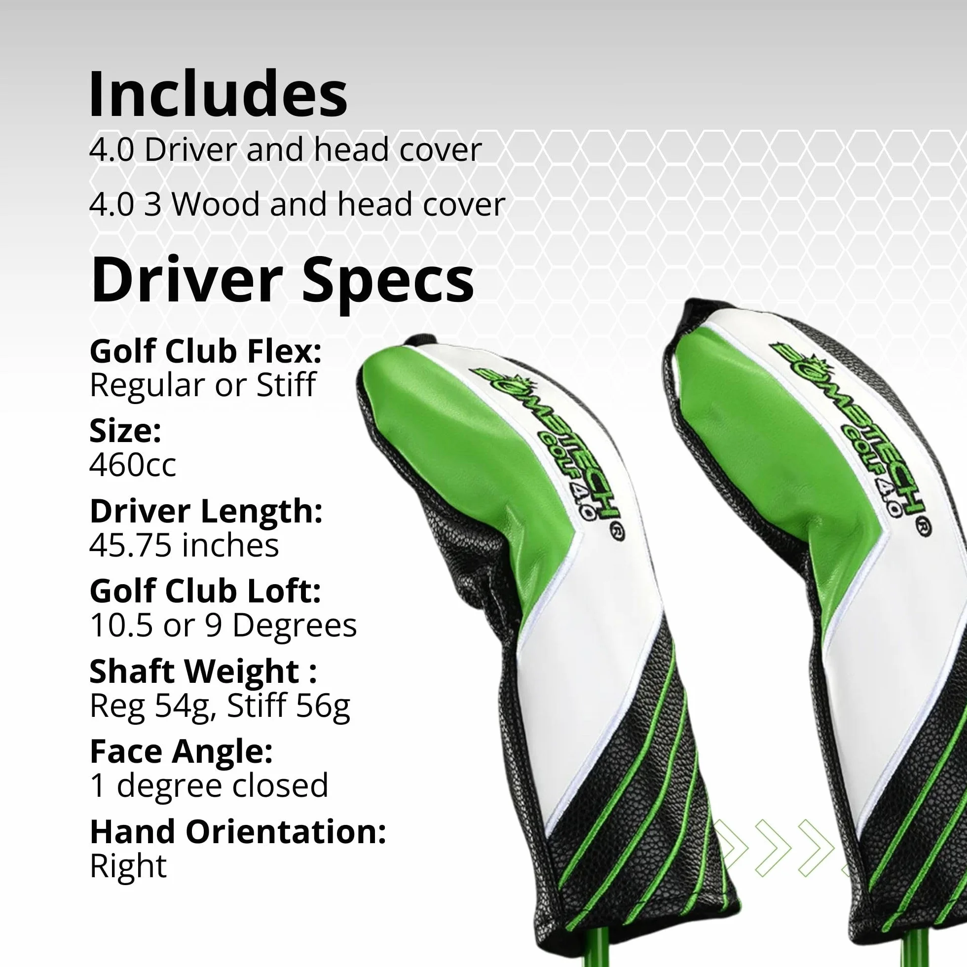 BombTech Golf - 4.0 Driver e 3 Legno Bundle - Premium Golf Wood Set per uomo - Facile da colpire Tee - Max perdono e precisione