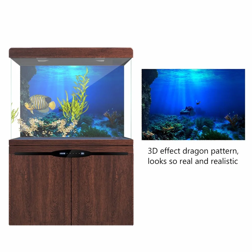 Sfondo Acquario, 61 x 30cm Sfondo Posteriore Acquario Sfondi per Acquario Poster Adesivo del Mondo Marino in PVC Impermeabile Decorazione per Acquario