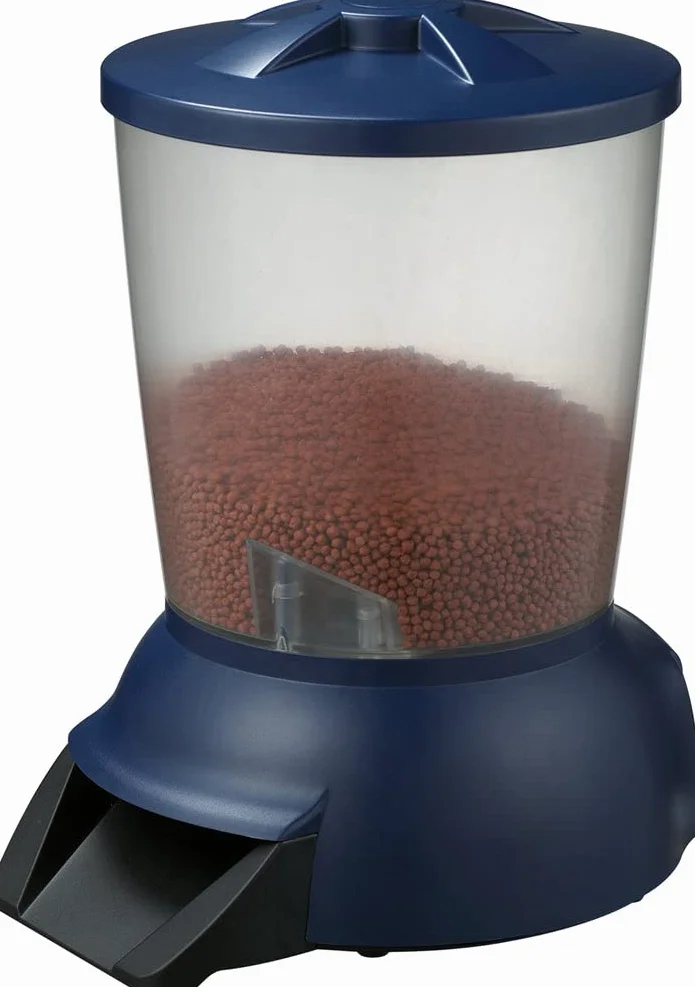 Acquaforte alimentatore automatico pesce alimentatore automatico con funzionamento a batteria da 12 V e il trasformatore, blu