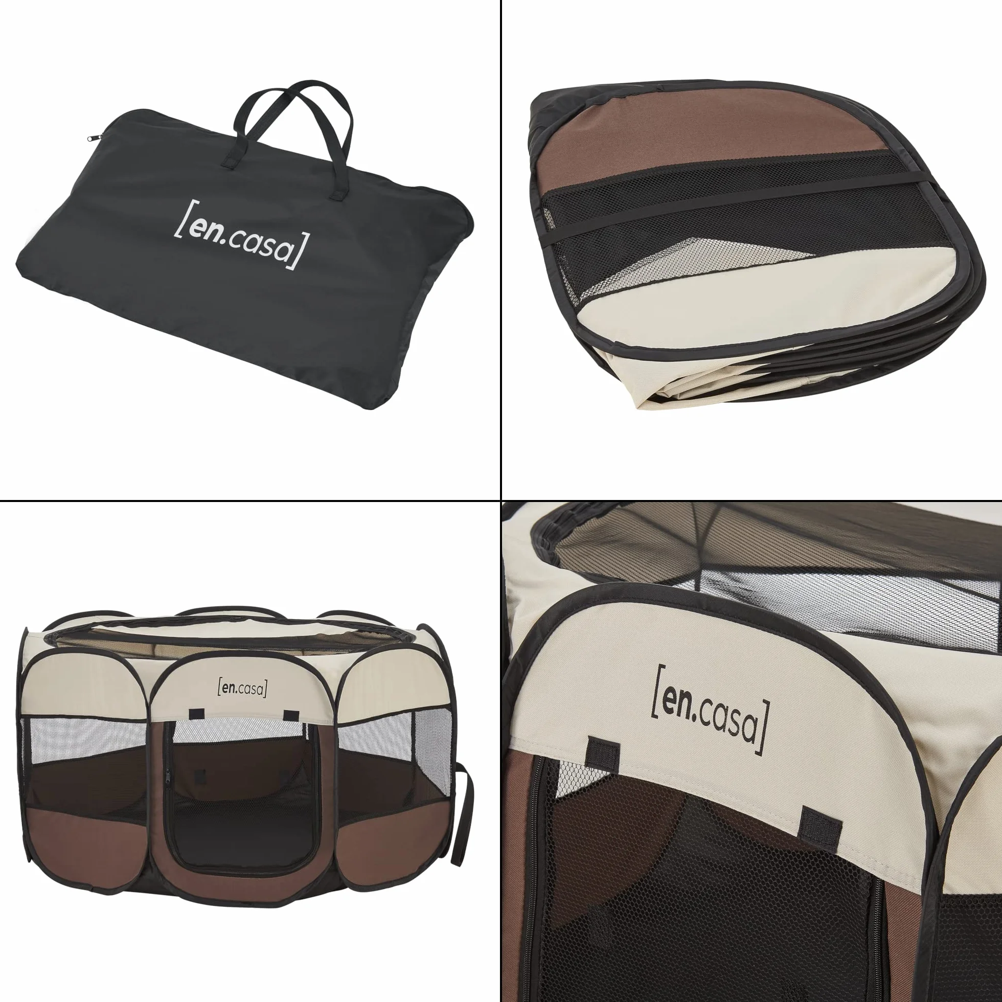 [en.casa] Recinto Morbido per Animali (AxLxP) 58 x 114 x 114 cm Box Pieghevole per Cuccioli, Tessuto Impermeabile, incl. Borsa di Trasporto