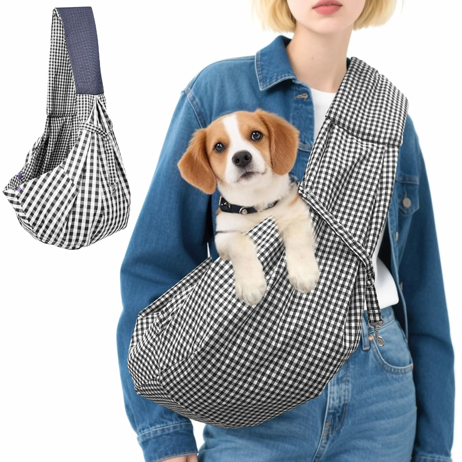 Marsupio per Cani, Borsa per Cani Piccola Taglia, Marsupio per Gatti Adatto per le Gite e i Viaggi, Con Borsa e Gancio per Animali Domestici Fino a 5 kg