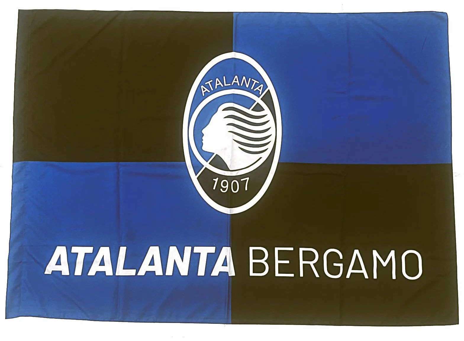 Bandiera ATALANTA UFFICIALE grande misura cm. 97 x 140 in poliestere Neroblu Dea Bergamo BGAT97x140-01