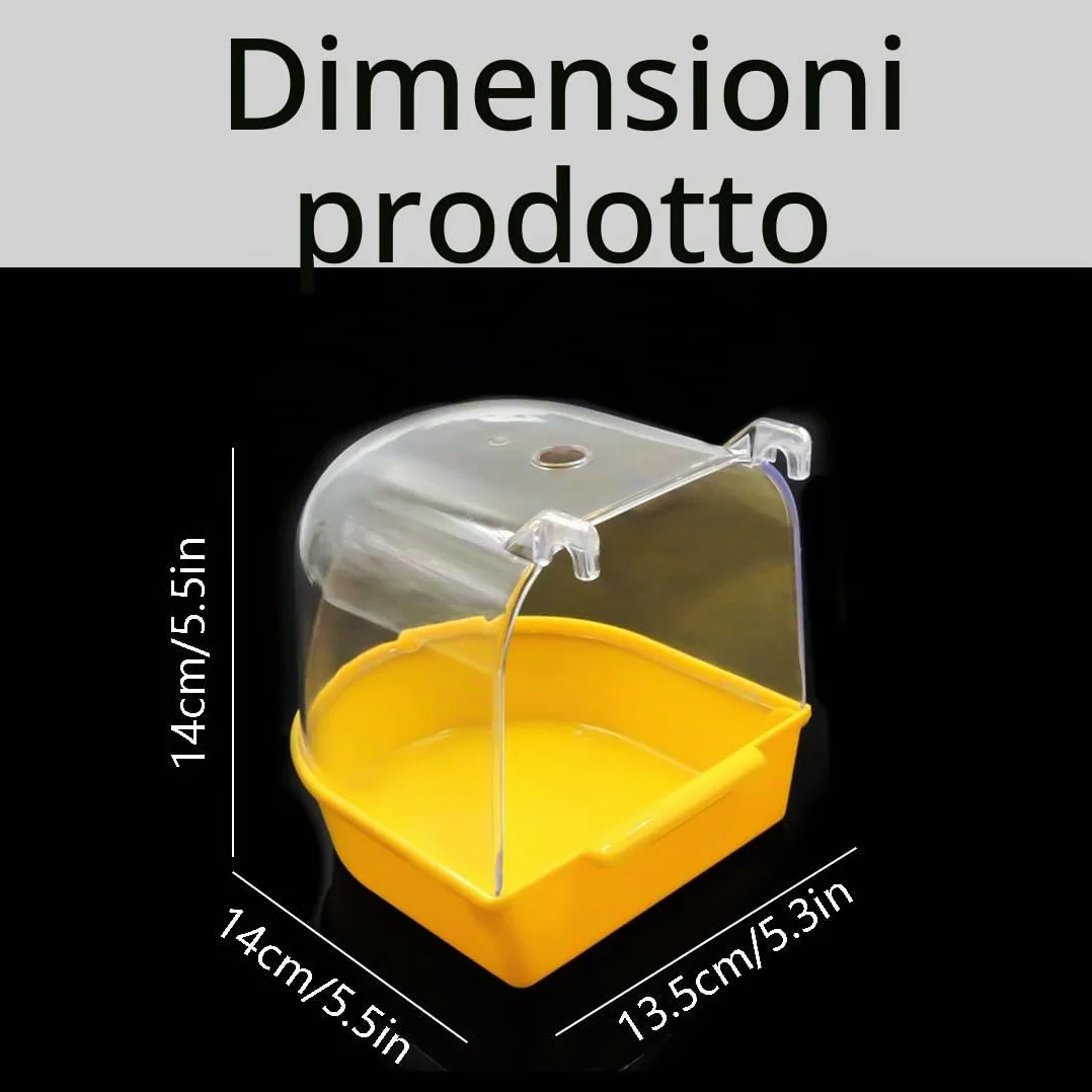 Bagno per Uccelli Vasca Scatola Sospesa con Ganci per Gabbia Pappagalli Canarini 1 Pezzo