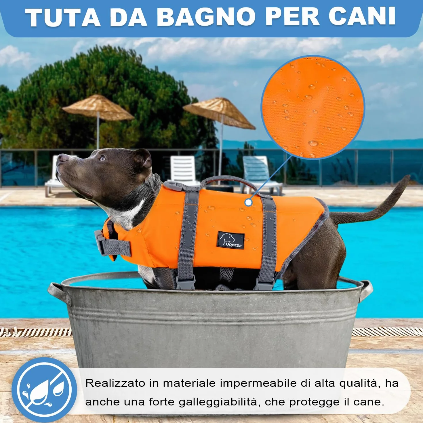 Voarge Giubbotto di salvataggio per cani regolabile con maniglia per nuoto e salvataggio M XXL