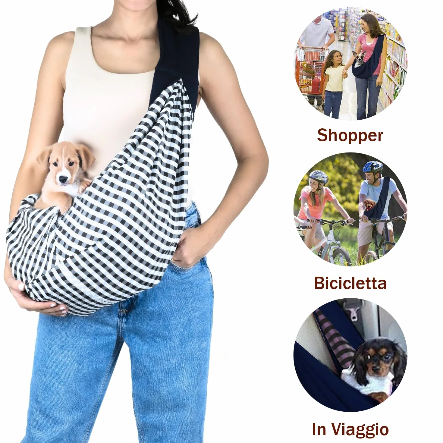 1 Pezzo Borsa per cani, Regolabile Borsa da Viaggio per Cani Piccola,Trasportino da Passeggio Regolabile, Trasportino da Passeggio, Borsa per cani fino a 7,5 kg