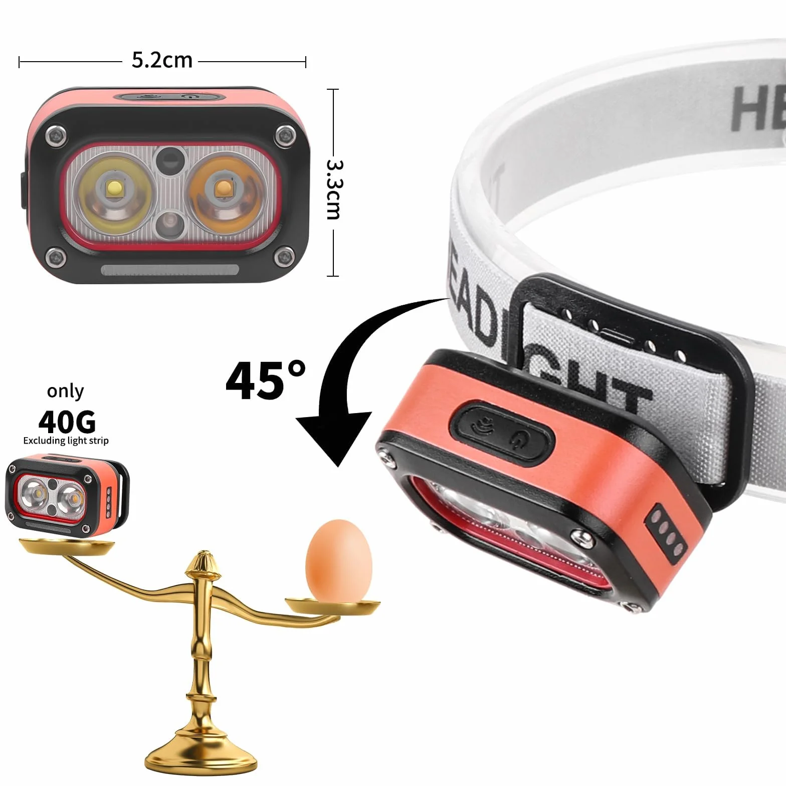 Lampada Frontale a LED Ricaricabile 3000 Lumen Impermeabile con Sensore di Gesto per Campeggio Ciclismo Pesca (2 Pezzi)