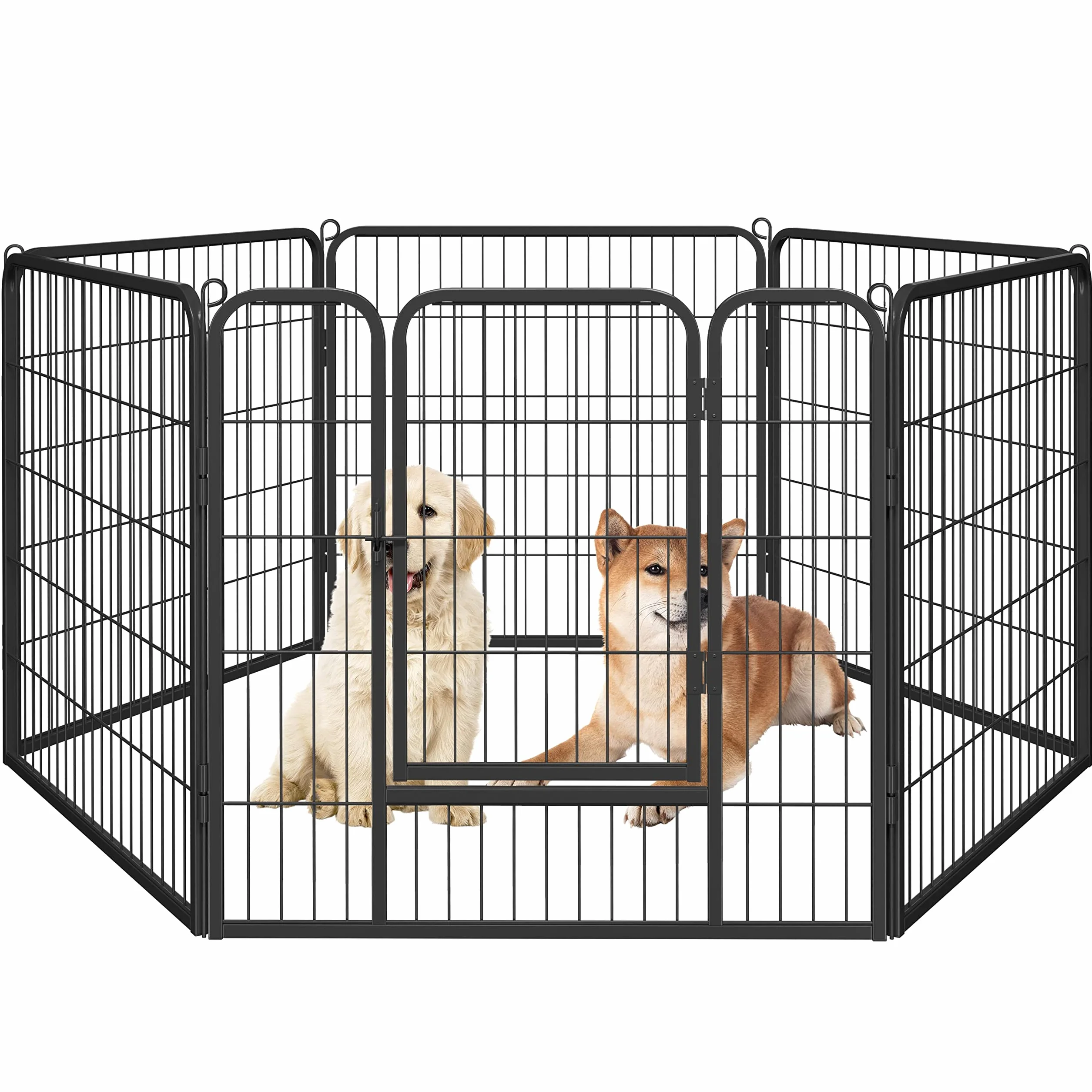 Yaheetech Recinto per Cani Grande da Interno Esterno Giardino Conigli Cuccioli Recinzione Animali Domestici Rete 6 pz 80 x 80 cm Nero