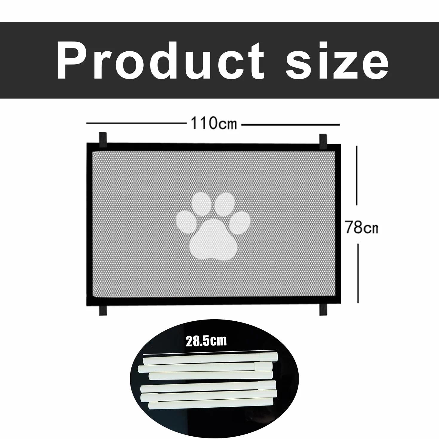 Cancelletto Cani Barriera per Cani Cancello Scale Bambini Animali Domestici 110x78 cm Nero