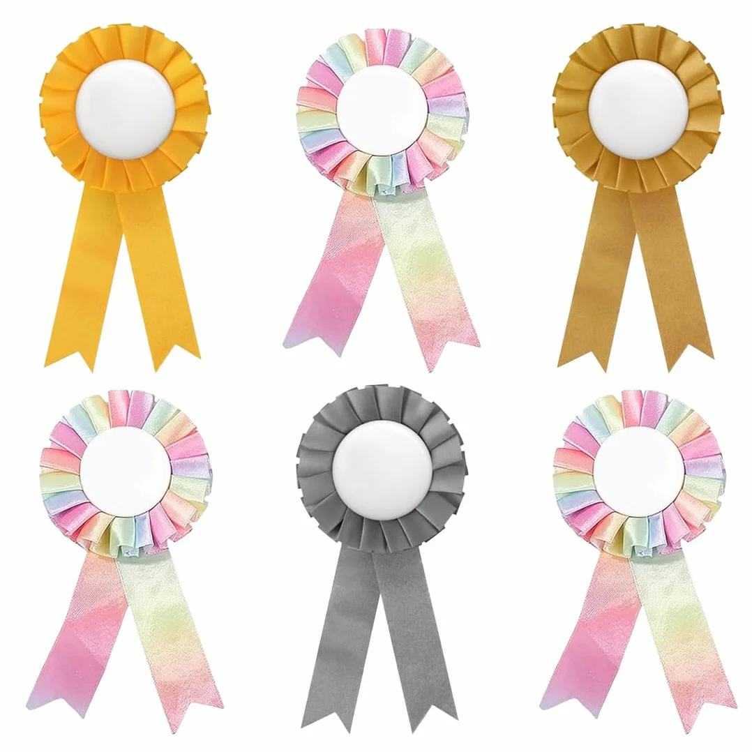 6 PCS Accessori Hobby Horse, Rosette per Cavallo Vincitore, Nastri Decorativi per Cavallo a Dondolo (Oro, Argento, Arcobaleno, Rame)