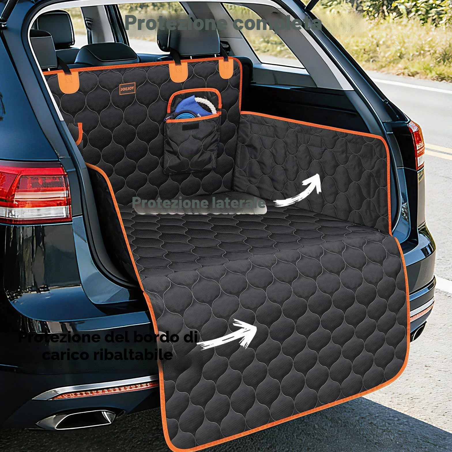 JOEJOY Telo Auto per Cani con Protezione Laterale e Paraurti, Universale Telo Cane Auto, Antiscivolo Impermeabile Resistente ai Graffi, per Telo Cane Auto per Station Wagon, Furgoni e SUV