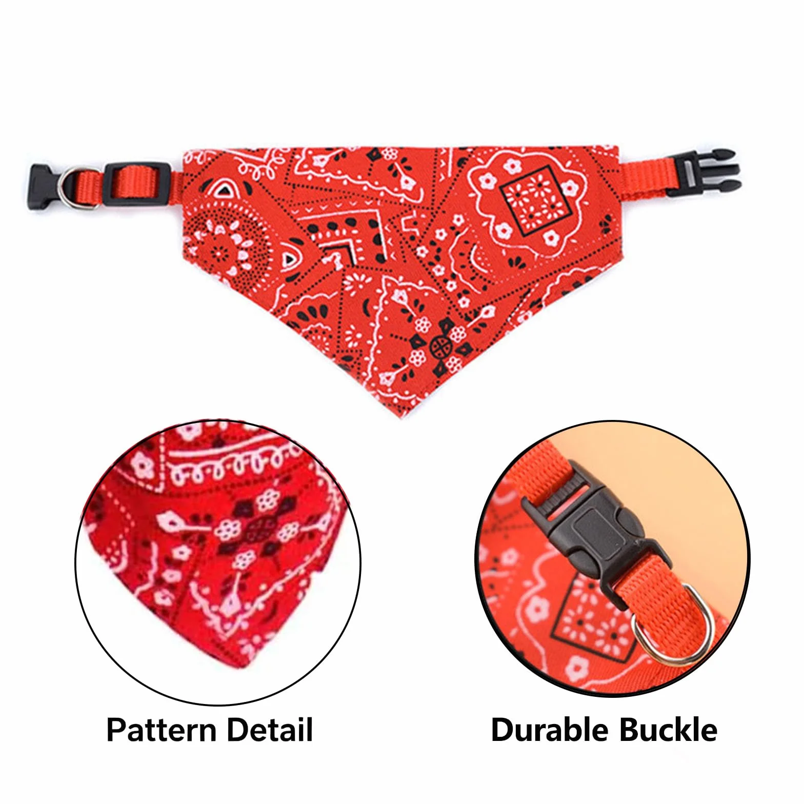Bavaglini a bandana per cani regolabili stile bohémien taglia piccola media grande rosso M