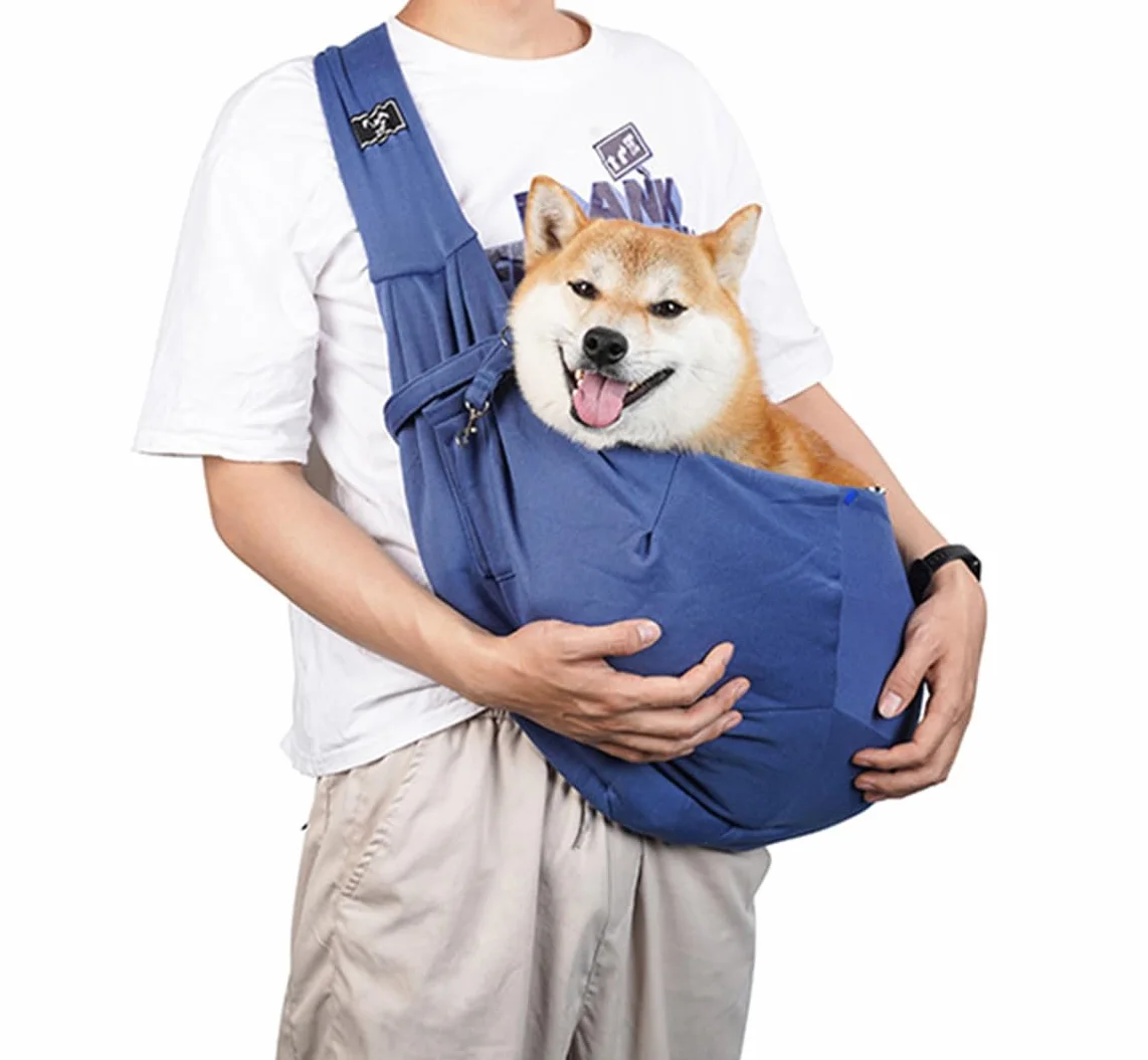 CYBERNOVA Piccolo animale domestico cane gatto fionda per 1-7,5kg, con tasca, Borsa per animali domestici Cane Gatto Borsa da trasporto per viaggi e passeggiate all'aperto (blu)