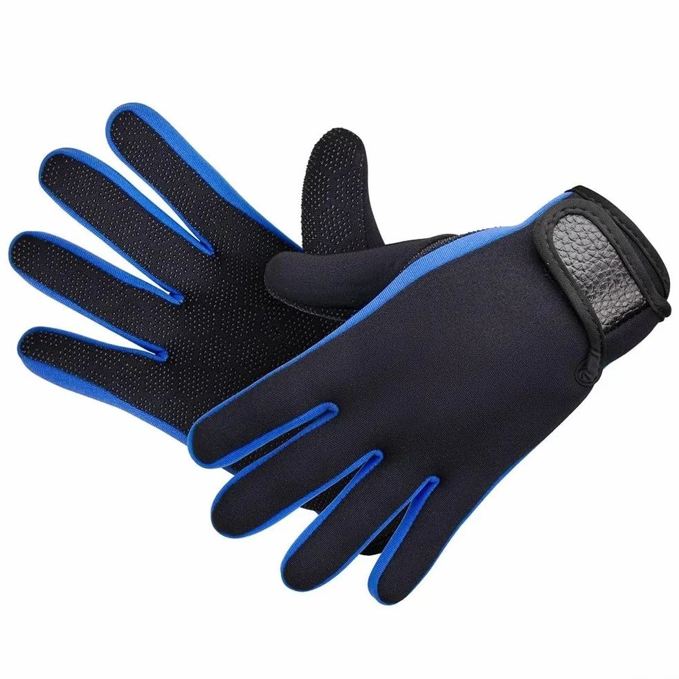 Guanti da immersione in neoprene da 5 mm con materiale caldo, resistente ai graffi e cinturino elastico da polso per una vestibilità sicura in immersioni subacquee, pesca e sport acquatici