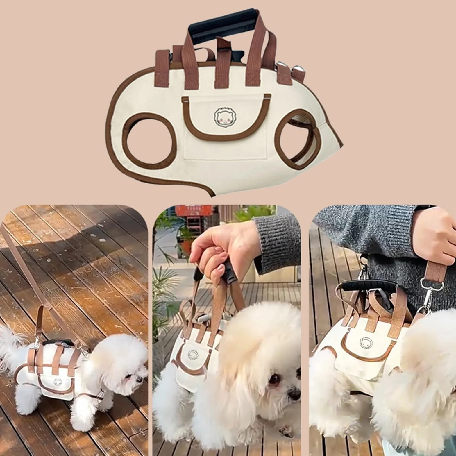 Dog Backpack, Small Pet Outing Pack with Snack Pouch, Lightweight and Secure Fit Design, Adjustable Carry Supply Bag for Daily Walks, Hiking, Travel, Camping, Bike Rides, Indoor