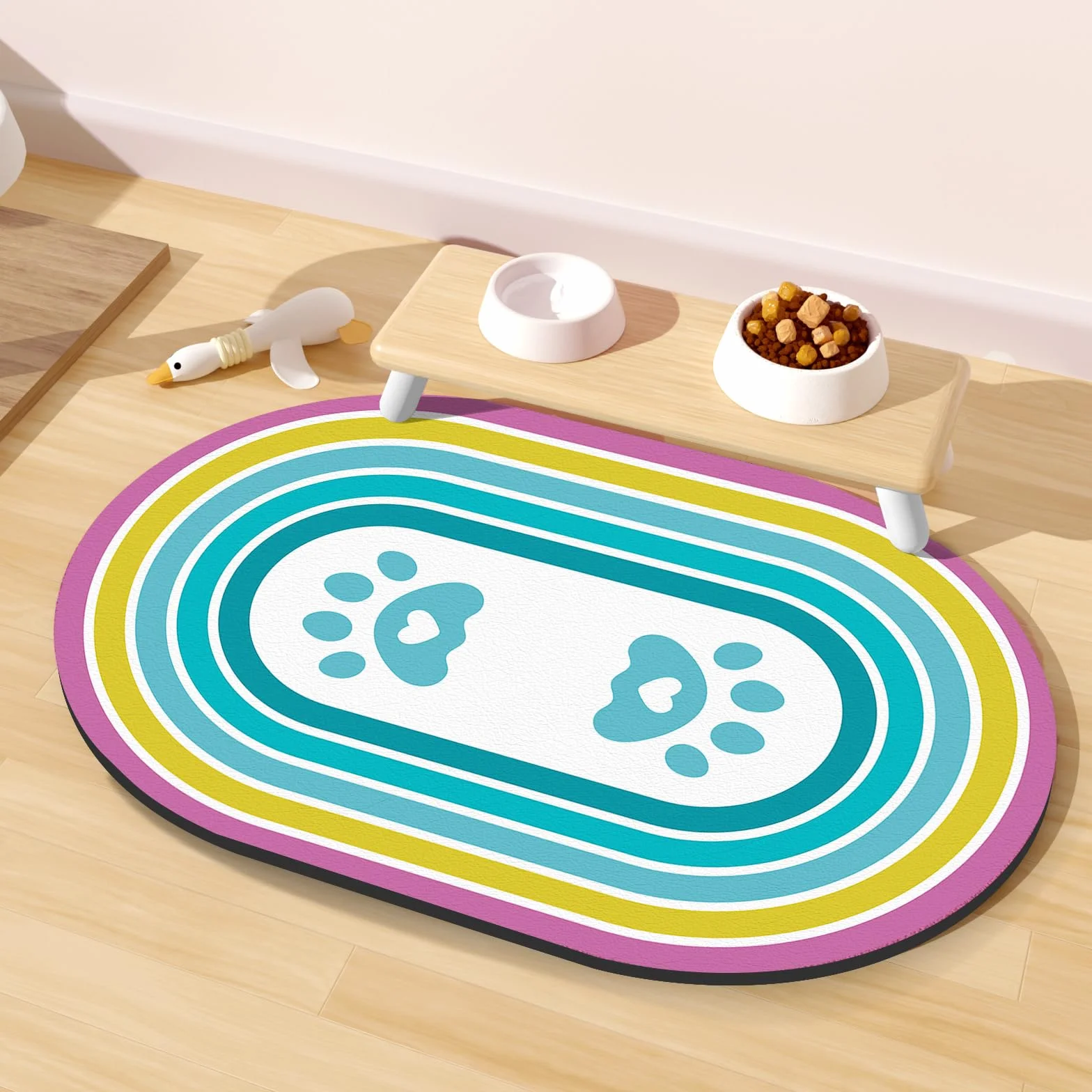 Assorbente Tappetino Ciotole Cane, Antiscivolo Tappetino per Cibo per Gatti per Alimentazione, 51x30,5CM Sottociotola Gatto Facili da Riporre per Cani e gatti, Disponibili in Diverse Colori