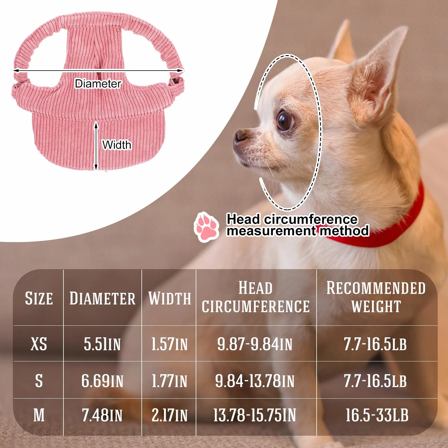 Cappello da Baseball per Cani con Fori per le Orecchie Occhiali da Sole Antiscivolo Regolabile Rosa Piccolo