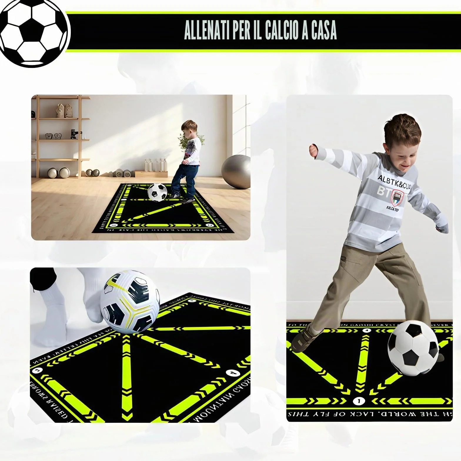 Tappetino Da Allenamento per Calcetto,60 X 90 Cm Tappetino Da Calcio,Blu Antiscivolo per Allenamento,Allenamento Calcio per Bambini/Adulti,Silenzioso,Regali per Gli Appassionati E Bambino Di Calcio