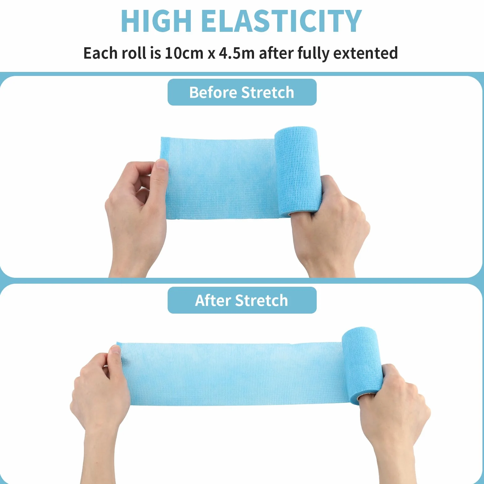 Benda elastica autoadesiva 12 rotoli 10 cm x 4,5 m per bendaggi sportivi