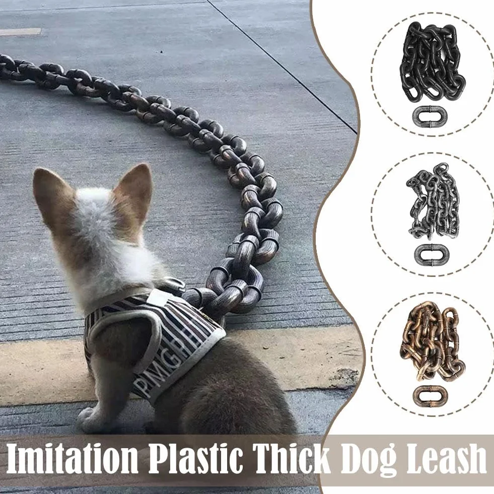 Falsa catena grande per cani, interessante catena realizzato in materiale plastico che imita la catena di ferro, solo per cani di piccola taglia, gatti e cuccioli, chihuahua, barboncino toy,