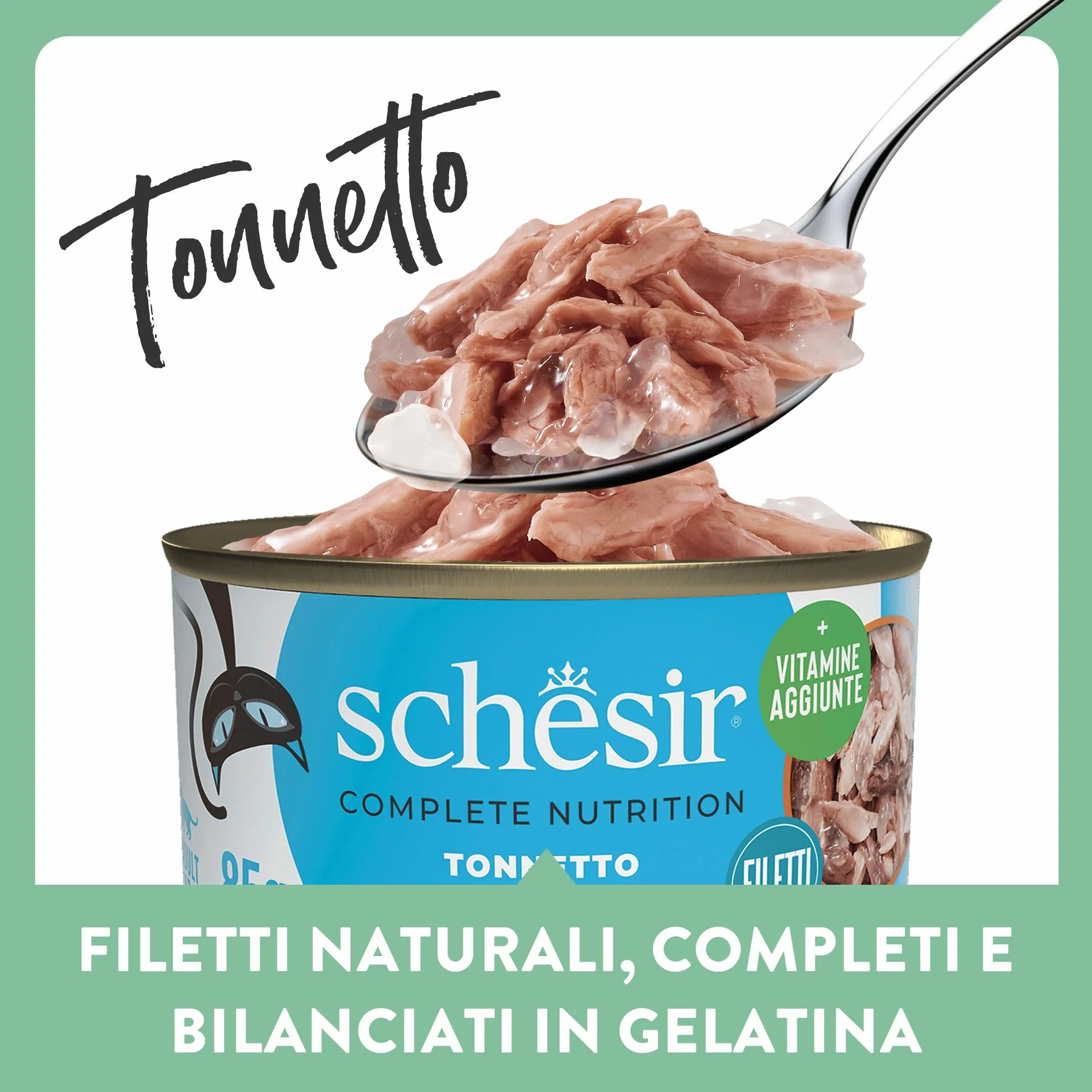 Schesir, Tonnetto in Gelatina, Cibo Umido Completo per Gatti, Con Vitamine Aggiunte, 100% Naturale, 6 lattine da 85g