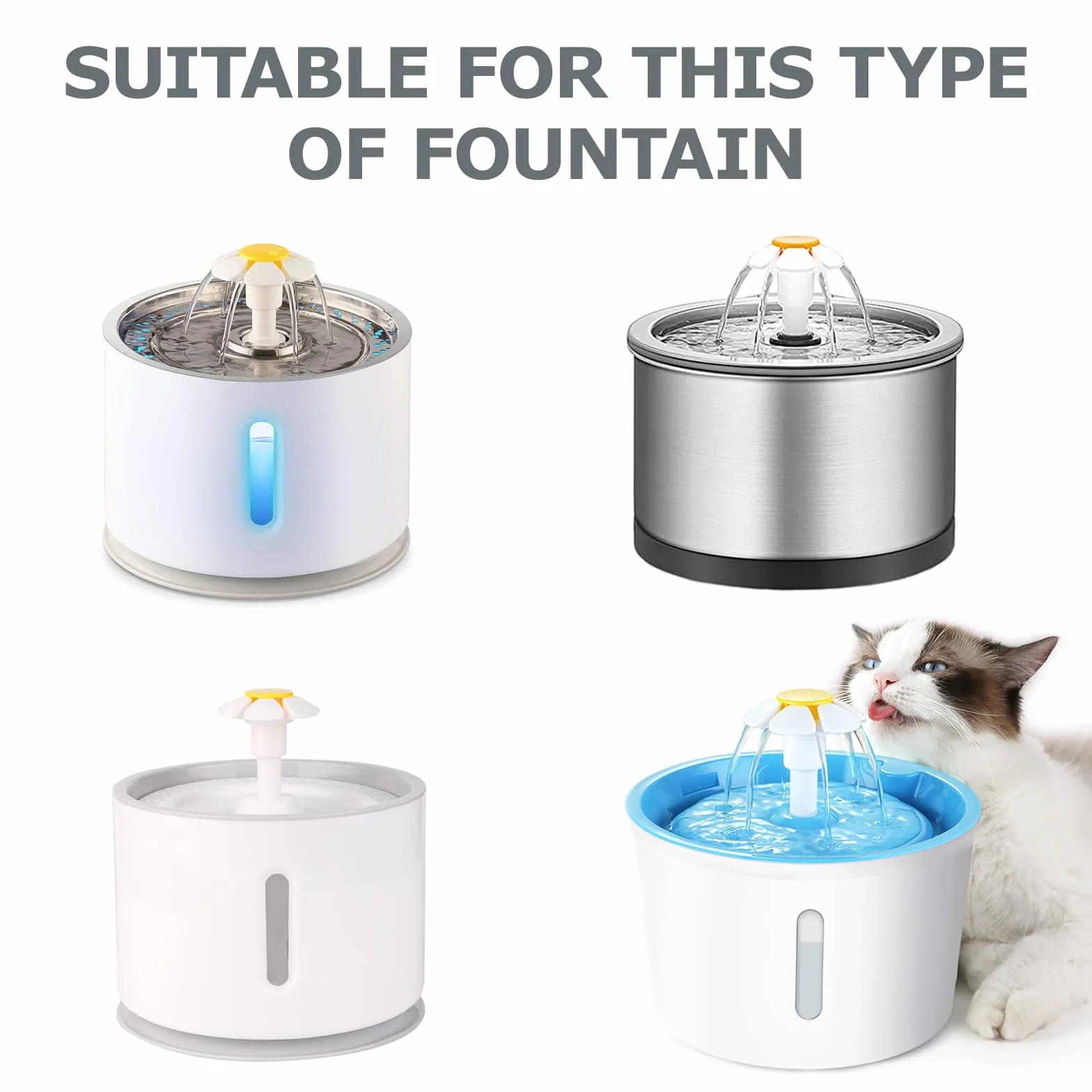 Filtri Fontanella per Gatti Filtro Fontanella per Gatti Filtri Fontana Gatto con Resina e Carboni Attivi Filtri di Ricambio per Dispenser Acqua Fontana Gatto/Cane da 1,6L-2,5L 10 Pezzi