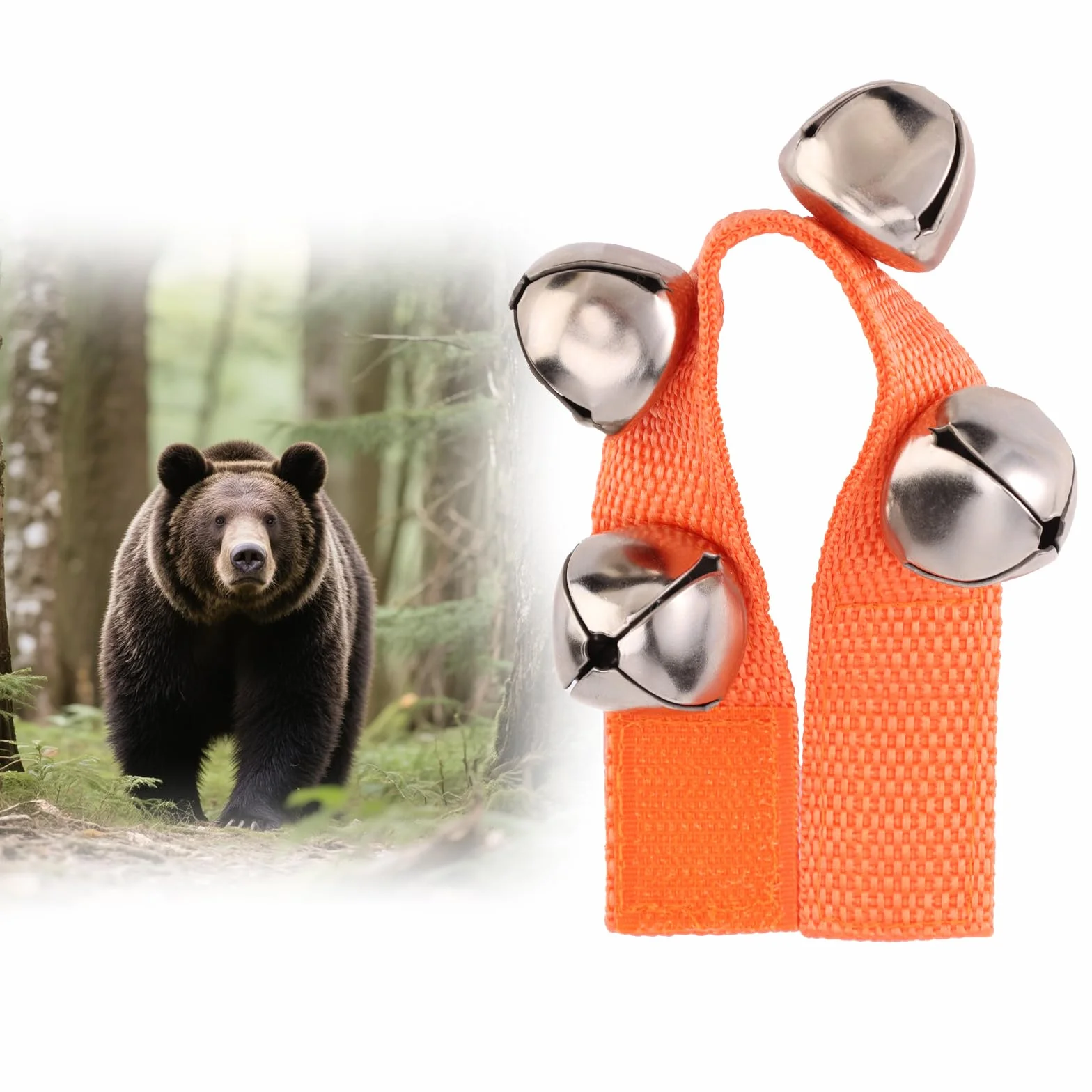 Lyreh Campanello Orso, Campanello Anti Orso Portatile e Rumoroso per Escursionisti Prodotto di Sicurezza con Chiusura a Strappo Cinturino per Cani Ciclismo Pesca Campeggio Arrampicata(Arancione)