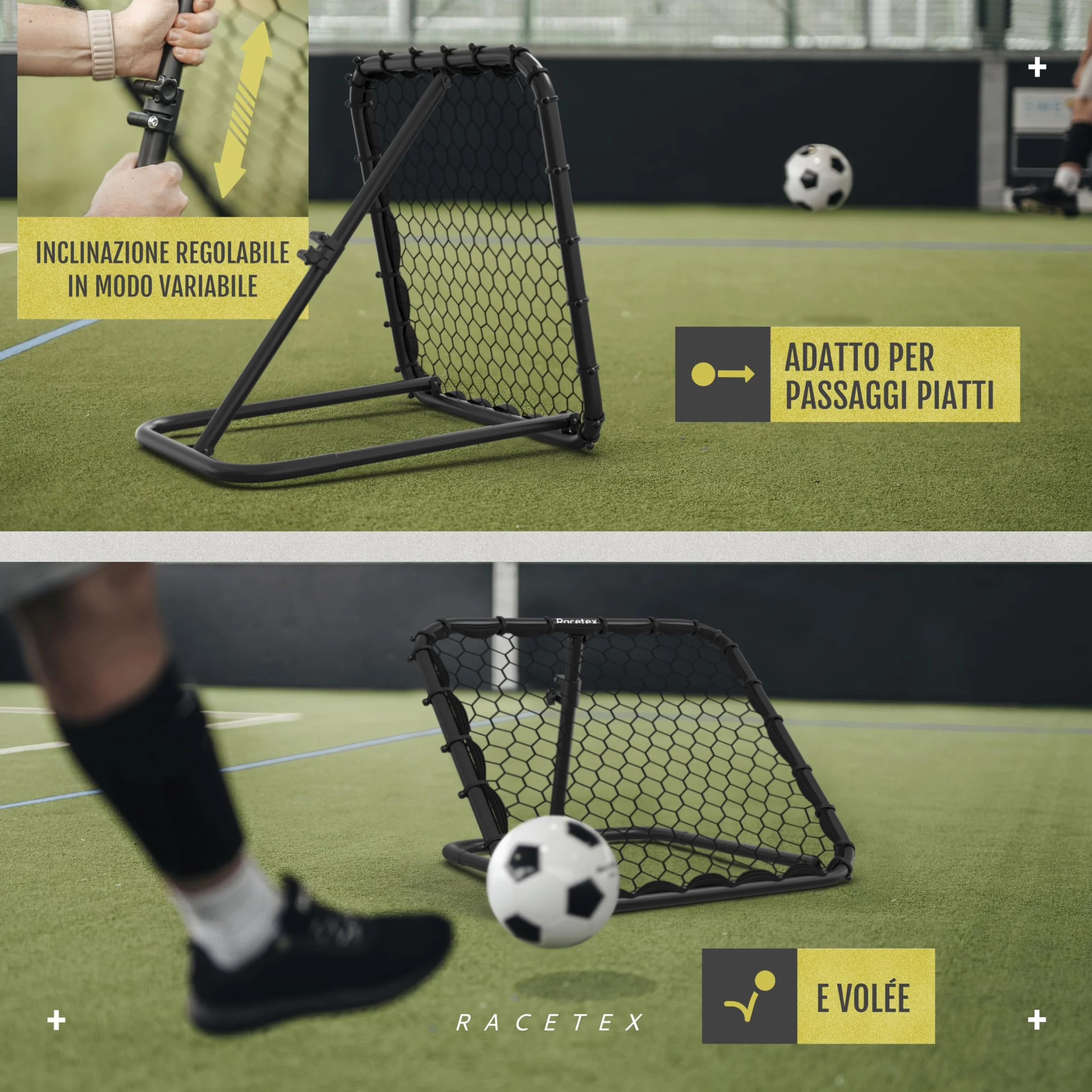 Racetex Rimbalzo per calcio per bambini [regolabile senza livello] – Rimbalzo da calcio per bambini e ragazzi – pallone da calcio per un allenamento migliore e diversificato
