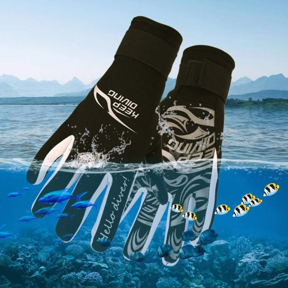 Guanti da Acqua, Guanti da Immersione in Neoprene, Guanti da Nuoto Caldi da 2 Mm Guanti per Mute a Cinque Dita per Immersioni, Kayak, Surf, Inverno, Canoa, Kayak e Altri Sport Acquatici(S-Nero)