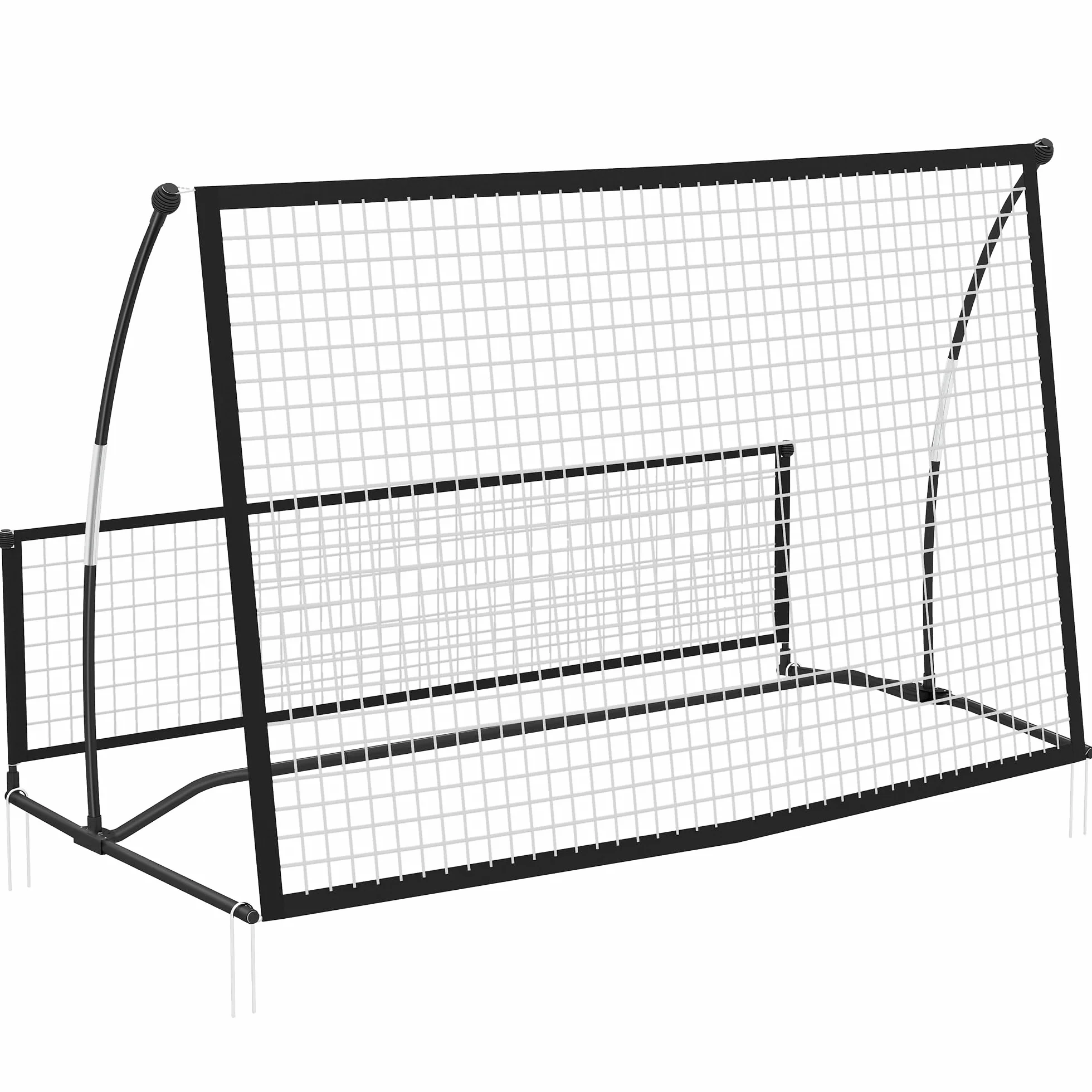 SPORTNOW 2 in 1 Rete di Rimbalzo per Calcio Pieghevole con Doppio Lato, Rete da Calcio Rimbalzante con Borsa per Trasporto, per Allenamento Baseball e Pallavolo, Nero