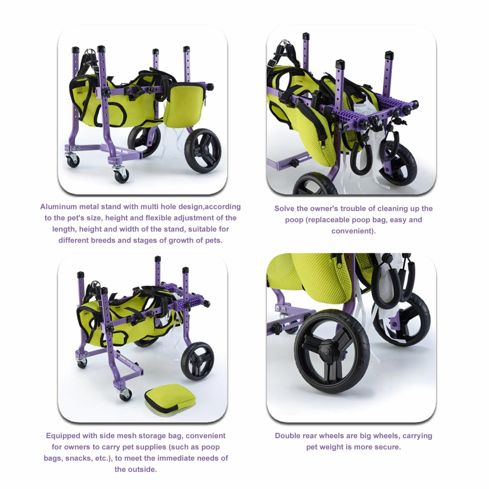 Garsent Sedia a Rotelle per Cani per Gambe Posteriori, Carrello per Sedie a Rotelle del Cane, Carrello Posteriore per Cani a 4 Ruote Integrate per Cani per Esterno e Aiuti di mobilità