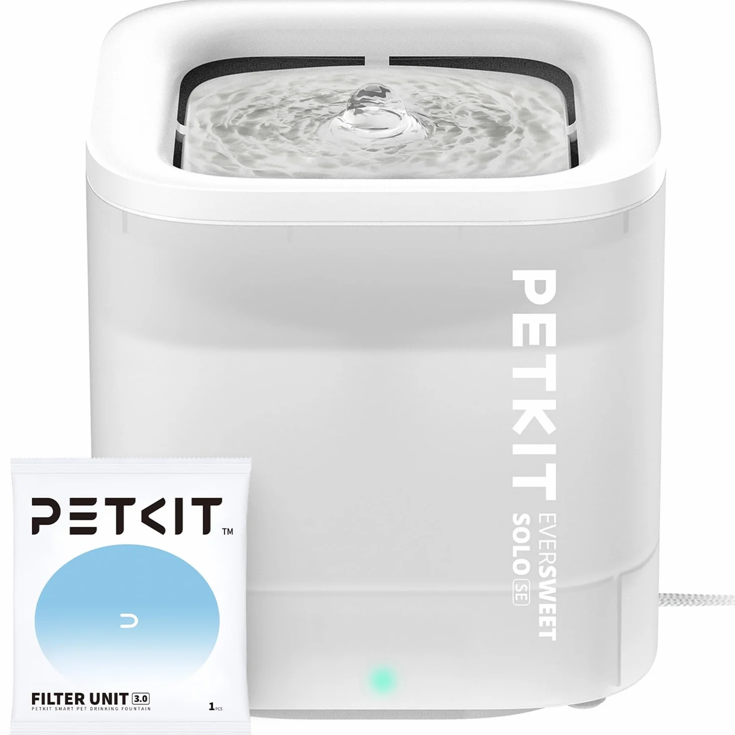 PETKIT CYBERTAIL Fontanella per Gatti, Pompa dell'Acqua Senza Fili,25dB Silenziosa,Fontanella per Cani,3.0 Aggiornare l'elemento Filtrante,1.8 L（Non Base Wireless）