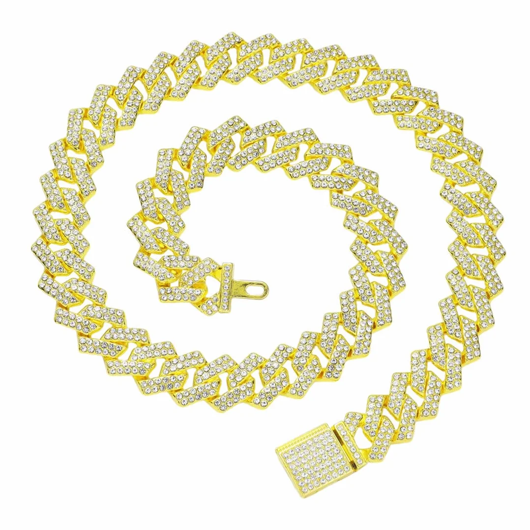 Collare a catena per cani e gatti con strass glitterati, taglia piccola media grande
