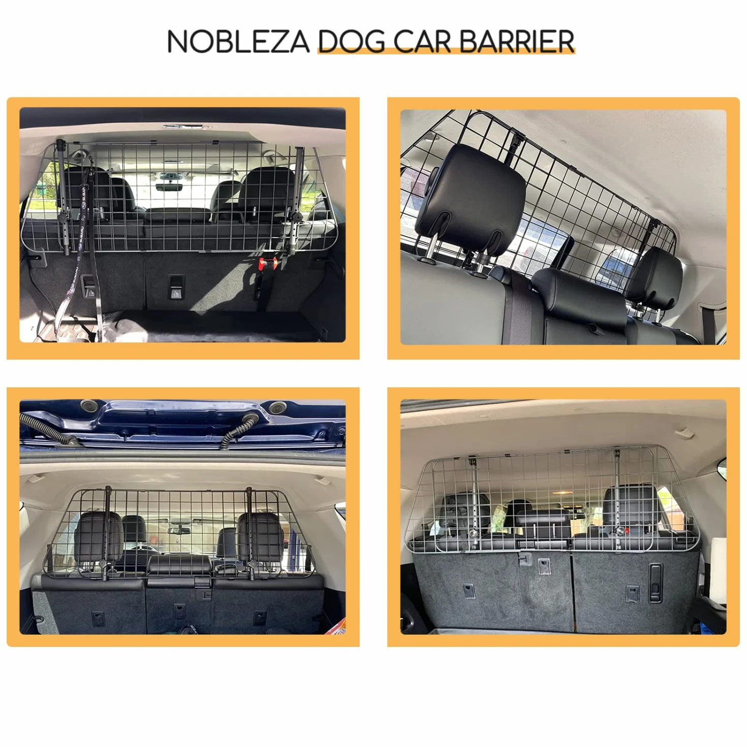 Nobleza-Barriera Protettiva per Auto per Cani,Separatore per Auto per Cani Universale Estensibile Barriera per Auto Barriera di Sicurezza a Griglia, 96-145x30cm in Acciaio